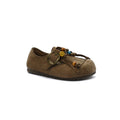 Split Leather Slipper With Footbed Comfortable Non Slip Durable lightweight S5902 Khaki - 1