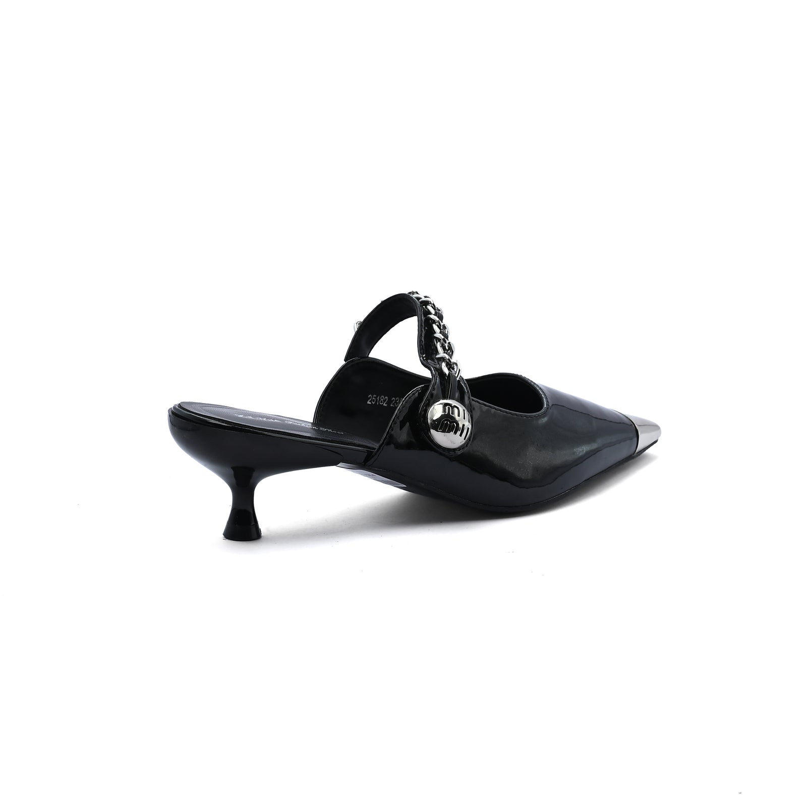 Patent Leather Pointed Stiletto Heels Open back Woman 25182 Black - 2