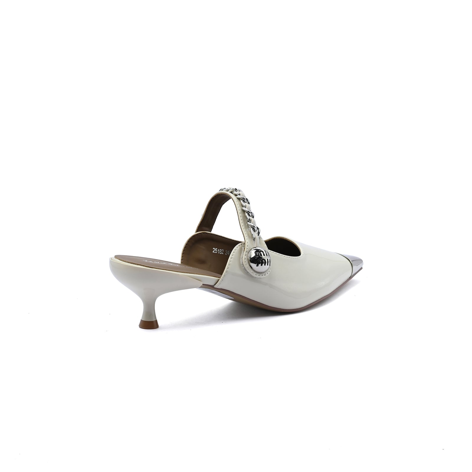 Patent Leather Pointed Stiletto Heels Open back Woman 25182 Beige - 2