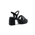 Faux Leather Platform Sole Block Heel Sandals Woman 8888 Black - 2