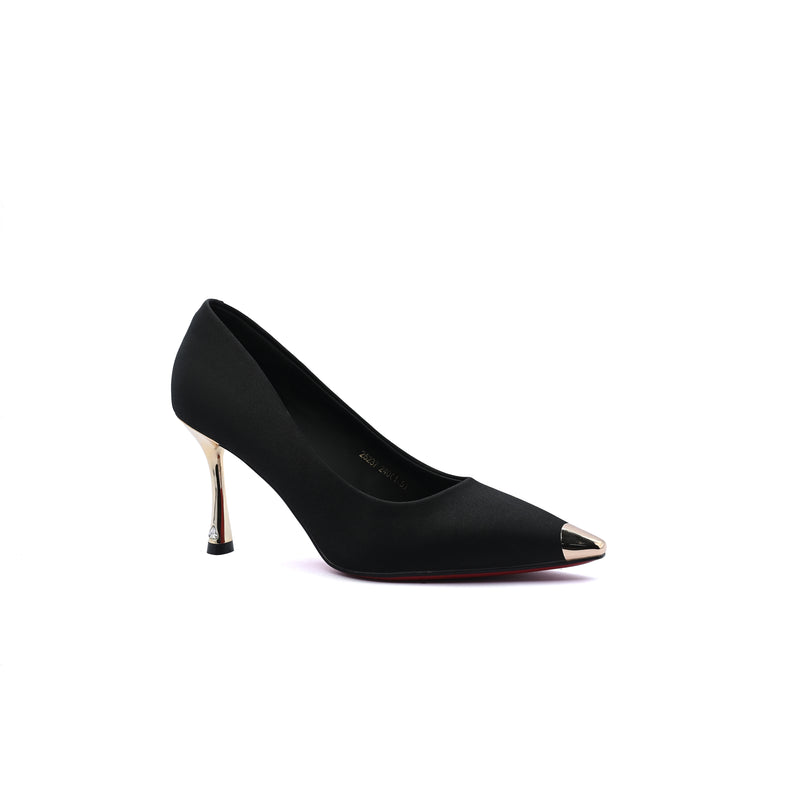 Pointed Stiletto Heel Shoes In Faux Suede Woman 25237 Black - 1