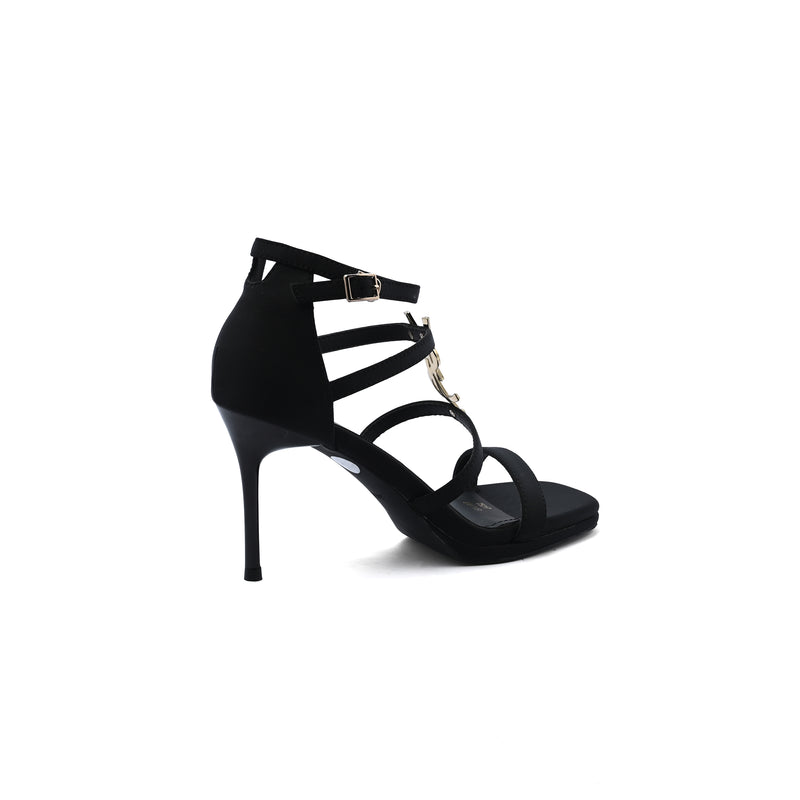 Faux Leather Sole Block Sandal High heels Woman 25217 Black - 2