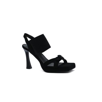Elastic Band Platform Gladiator Sandals Square Toe Woman 6603 Black