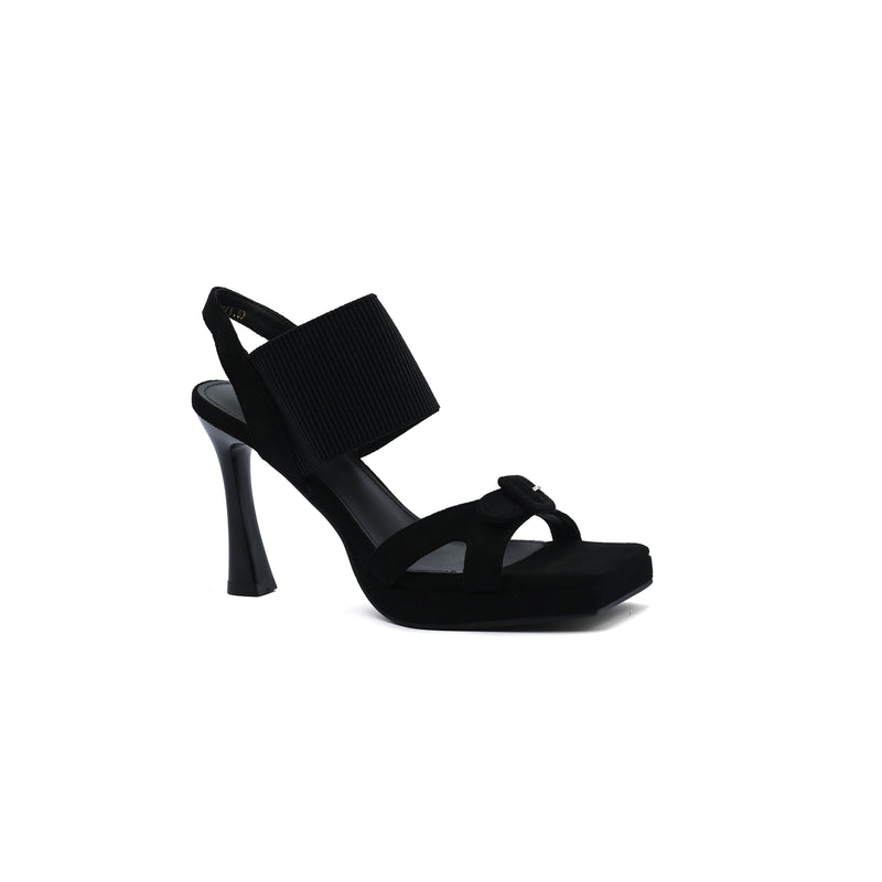 Elastic Band Platform Gladiator Sandals Square Toe Woman 6603 Black - 1
