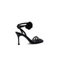 Sandals Flower Decor High Heels Sandals Elegant Point Woman 25200 Black - 2