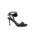 Sandals Flower Decor High Heels Sandals Elegant Point Woman 25200 Black - 1