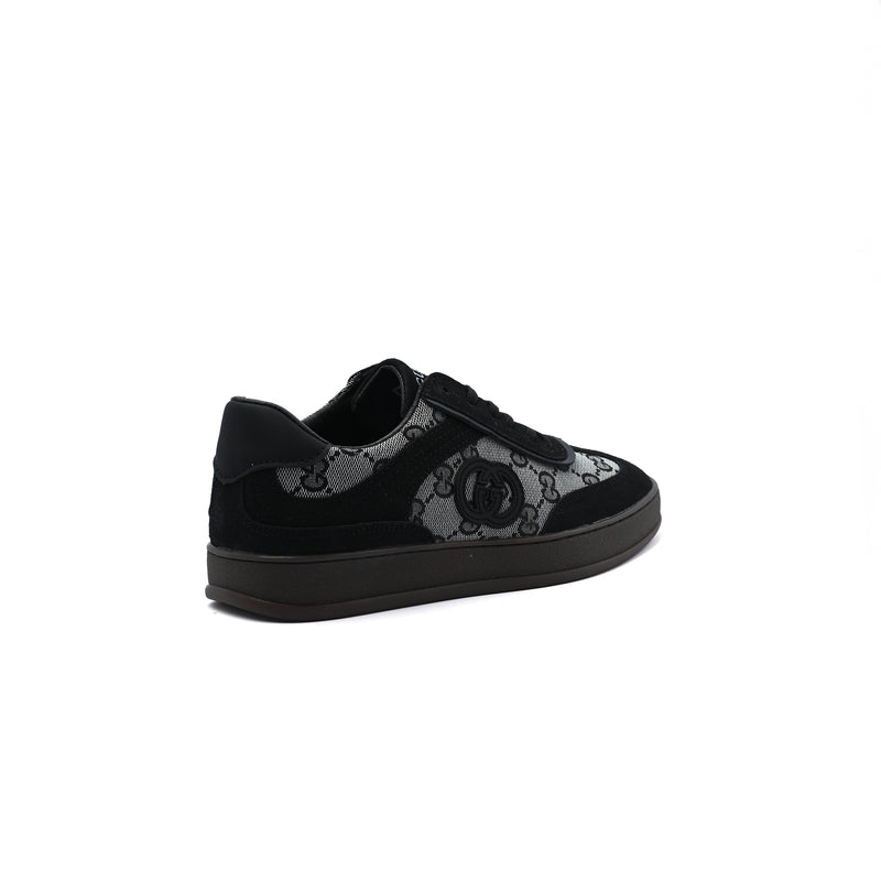Gucci Interlocking G Suede Canvas Sneakers Woman GU-26 Black - 2