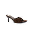 Saint Laurent Jerry 60 Mules Satin High Heel Sandals Elegant Commuter Woman VI-199 Brown - 1