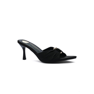 Saint Laurent Jerry 60 Mules Satin High Heel Sandals Elegant Commuter Woman VI-199 Black