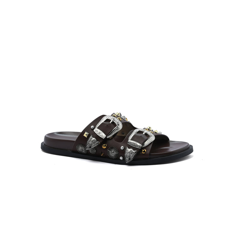 Miu Miu Toga Virilis Pulla Sandals Buckle Detailed Woman VK-129 Coffee - 1