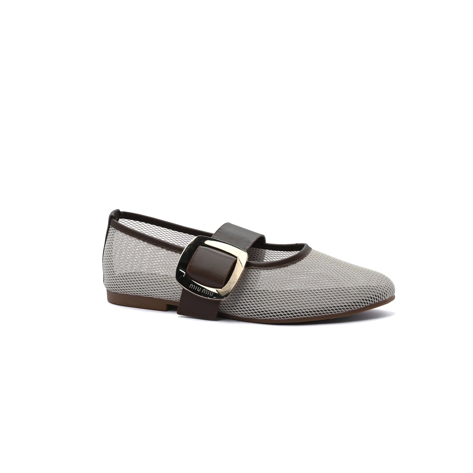 Miu Miu mesh flat ballet shoes with distinctive details Woman SW-713 Brown - 1