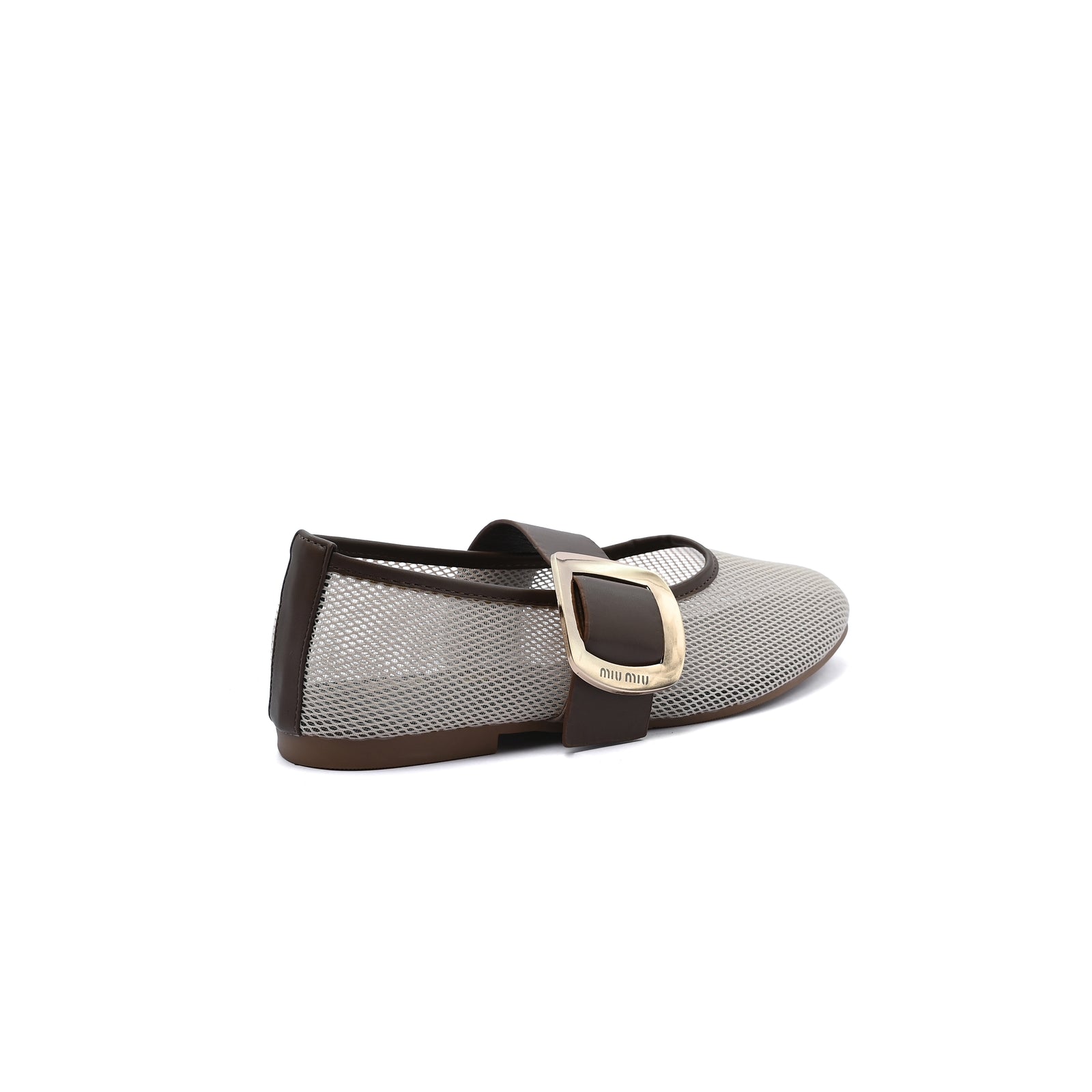 Miu Miu mesh flat ballet shoes with distinctive details Woman SW-713 Brown - 2