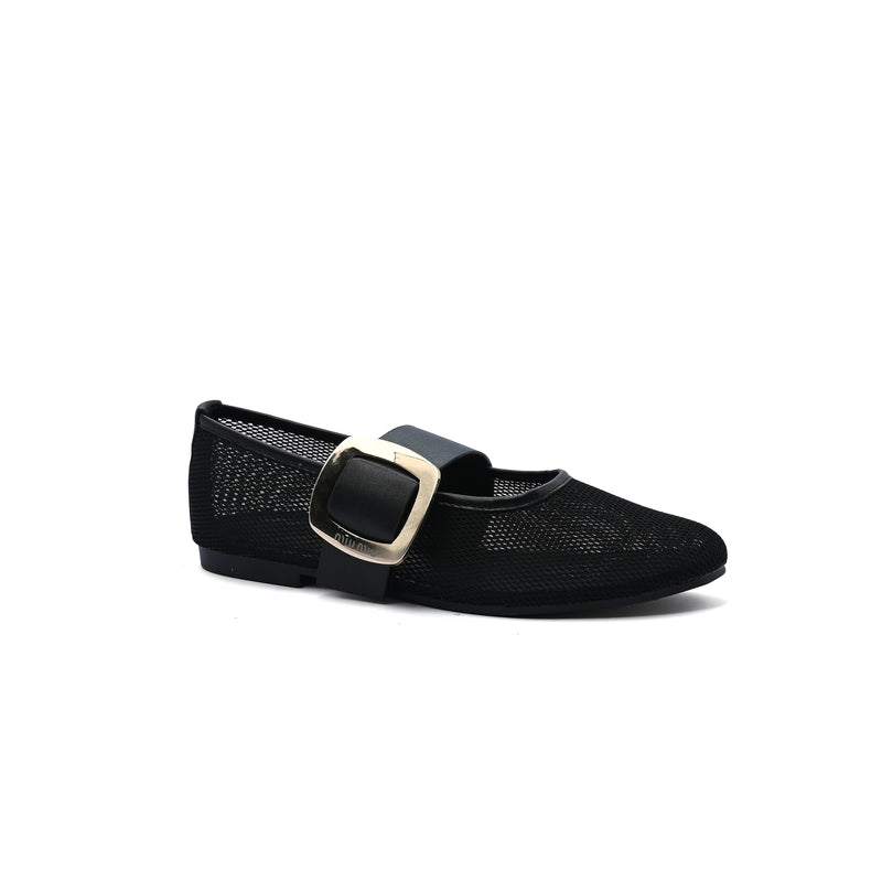 Miu Miu mesh flat ballet shoes with distinctive details Woman SW-713 Black - 1
