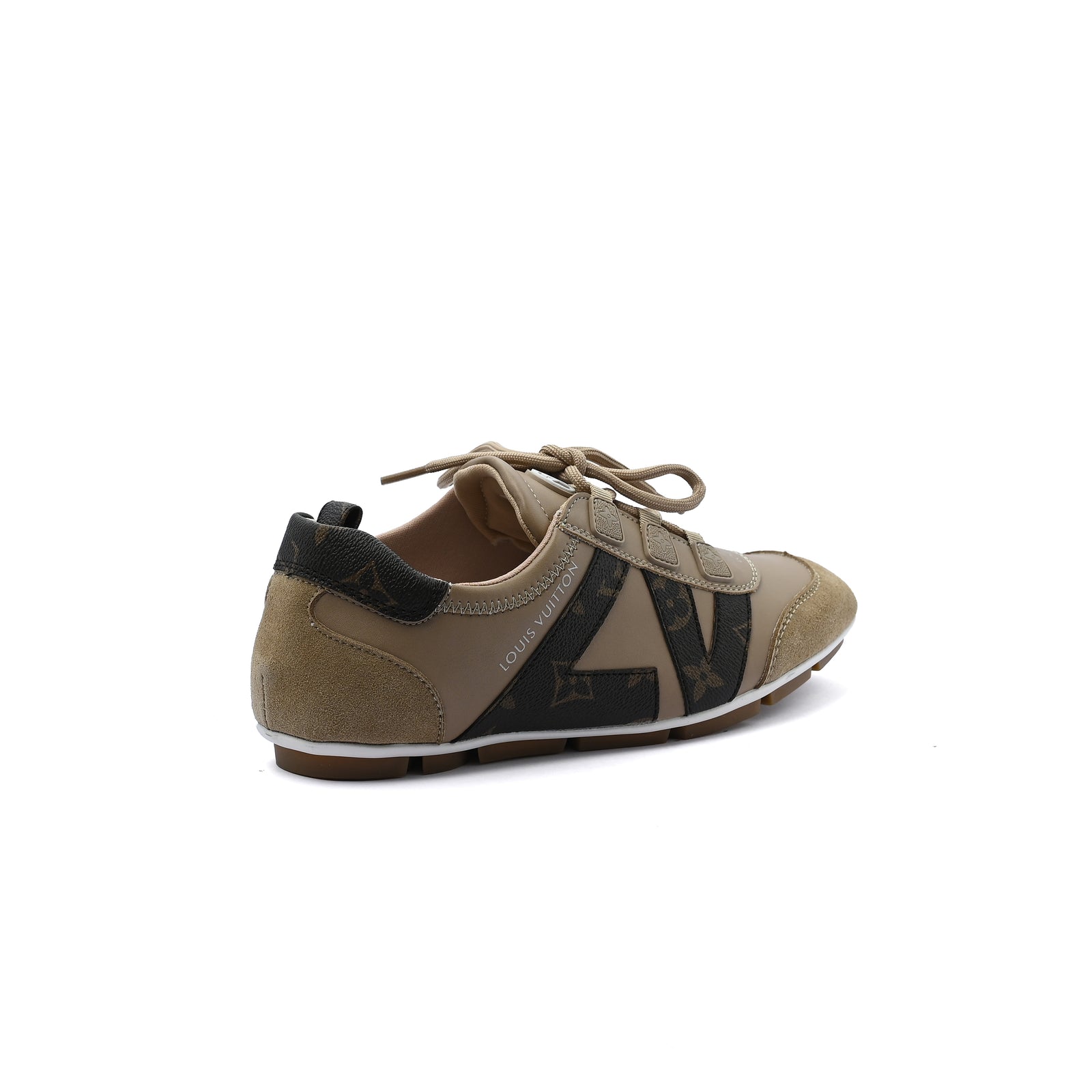 Louis Vuitton Suede Calfskin LV Sneakers Woman LV-916 Beige&Coffee - 2