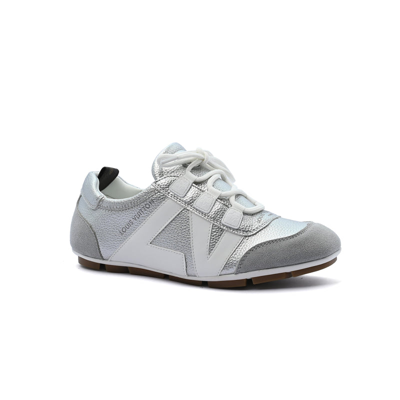 Louis Vuitton Suede Calfskin LV Sneakers Woman LV-916 Silver&White - 1