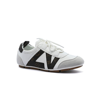 Louis Vuitton Suede Calfskin LV Sneakers Woman LV-916 White&Coffee