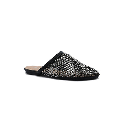 SCHUTZ SHOES Crystal-Embellished Mesh Flat Mules Woman EM-71 Black