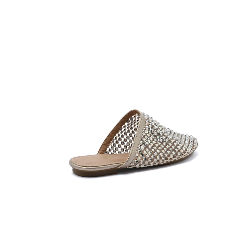 SCHUTZ SHOES Crystal-Embellished Mesh Flat Mules Woman EM-71 Gold - 2