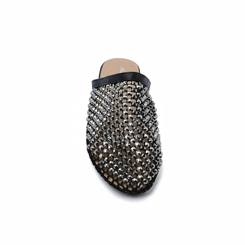 SCHUTZ SHOES Crystal-Embellished Mesh Flat Mules Woman EM-71 Black - 3