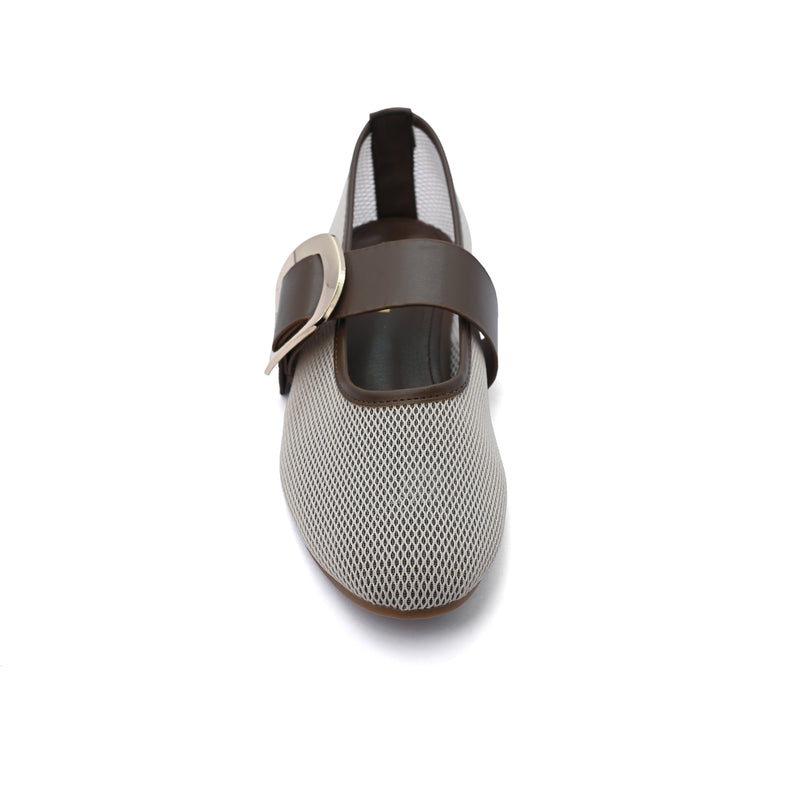 Miu Miu mesh flat ballet shoes with distinctive details Woman SW-713 Brown - 3