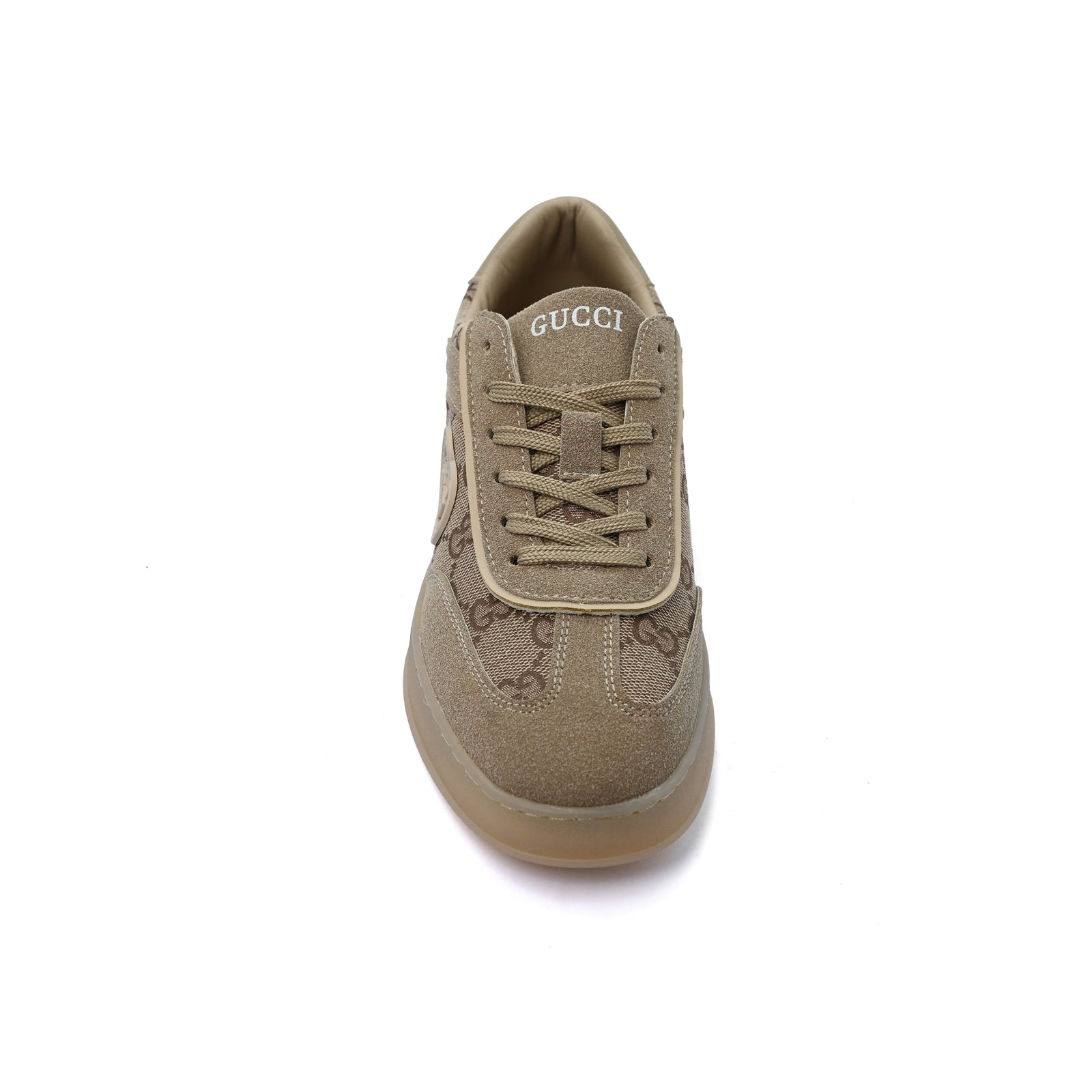 Gucci Interlocking G Suede Canvas Sneakers Woman GU-26 Dark Beige - 3