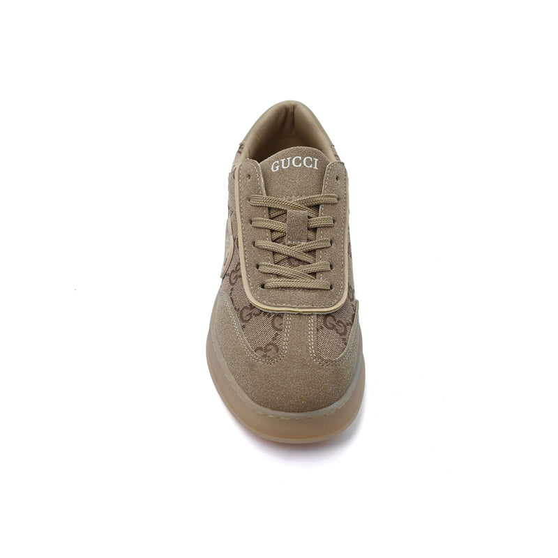 Gucci Interlocking G Suede Canvas Sneakers Woman GU-26 Dark Beige - 3