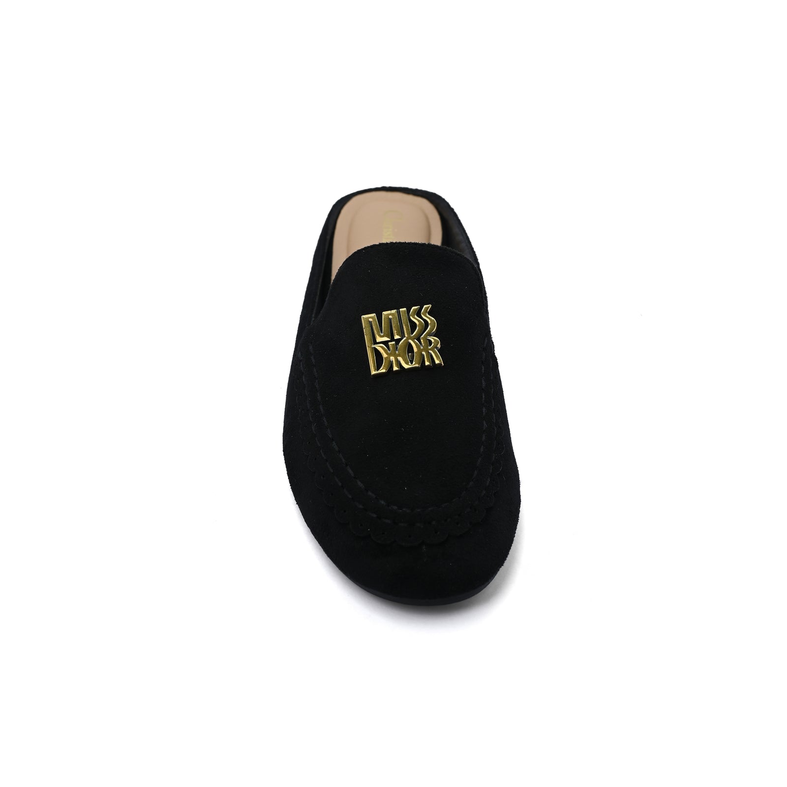 Miss Dior logo plaque trim Loafers Slip-On Mules Woman EM-73 Black - 3