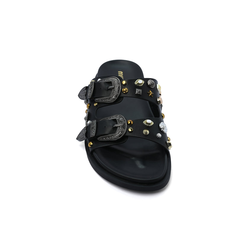 Miu Miu Toga Virilis Pulla Sandals Buckle Detailed Woman VK-129 Black - 3