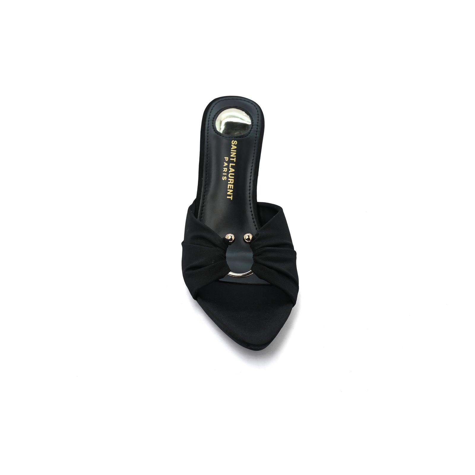 Saint Laurent Jerry 60 Mules Satin High Heel Sandals Elegant Commuter Woman VI-199 Black - 3
