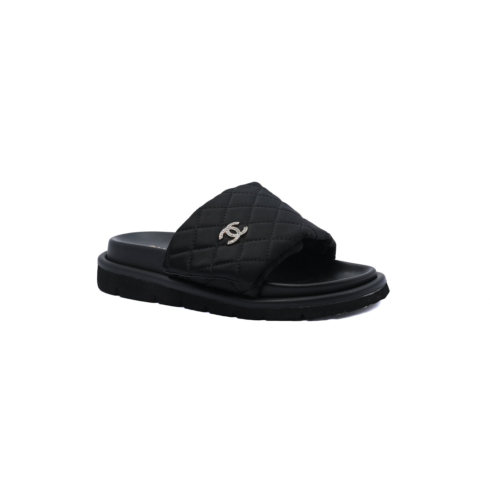 Chanel Lambskin Quilted CC Espadrille Slip On Slipper Woman 9958-8 Black - 1