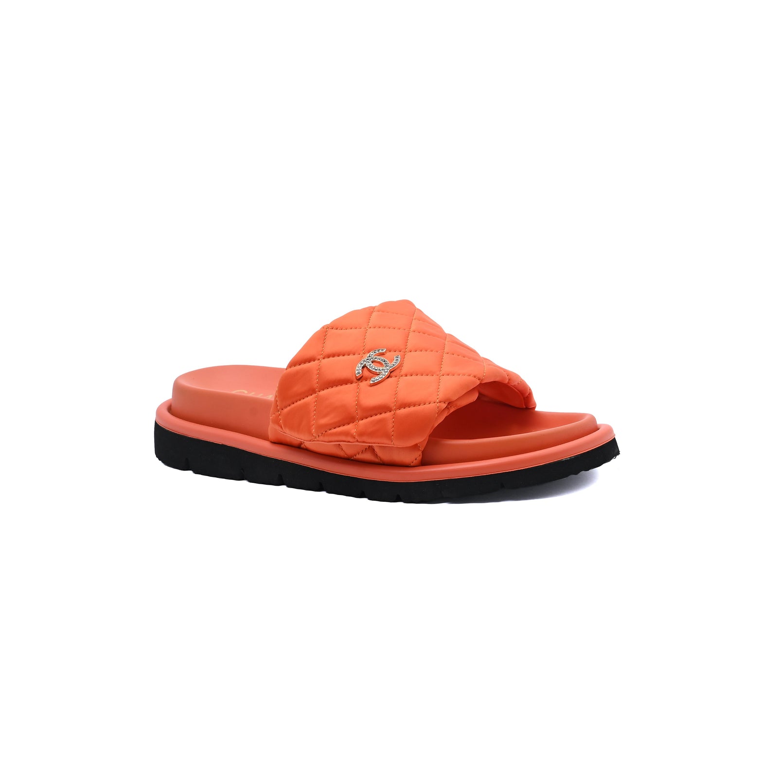 Chanel Lambskin Quilted CC Espadrille Slip On Slipper Woman 9958-8 Orange - 1