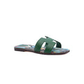 Hermes Leather Oran Flat Slide Sandals Woman H38-30 Green - 1