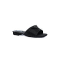 Prada Satin Crystal Logo Slide Embellished Sandals Woman 5566 Black - 1