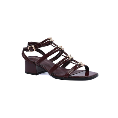 Celine Clemence Multi Triomphe Sandal in Lambskin Woman 3882-5 Burgundy
