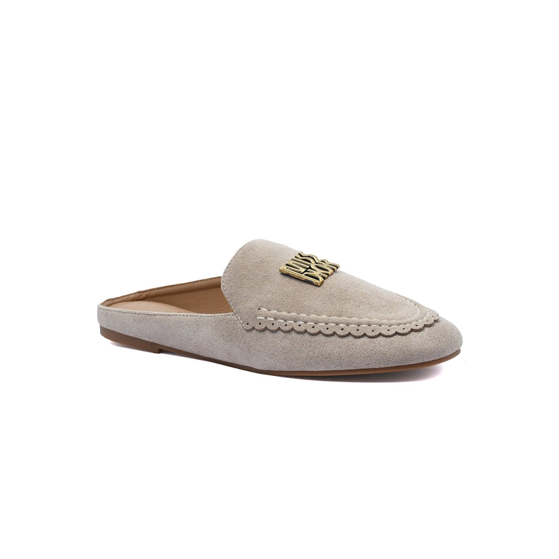 Miss Dior logo plaque trim Loafers Slip-On Mules Woman EM-73 Light Beige - 1