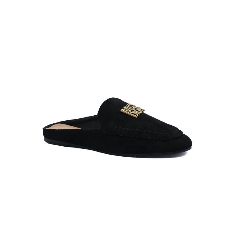Miss Dior logo plaque trim Loafers Slip-On Mules Woman EM-73 Black - 1