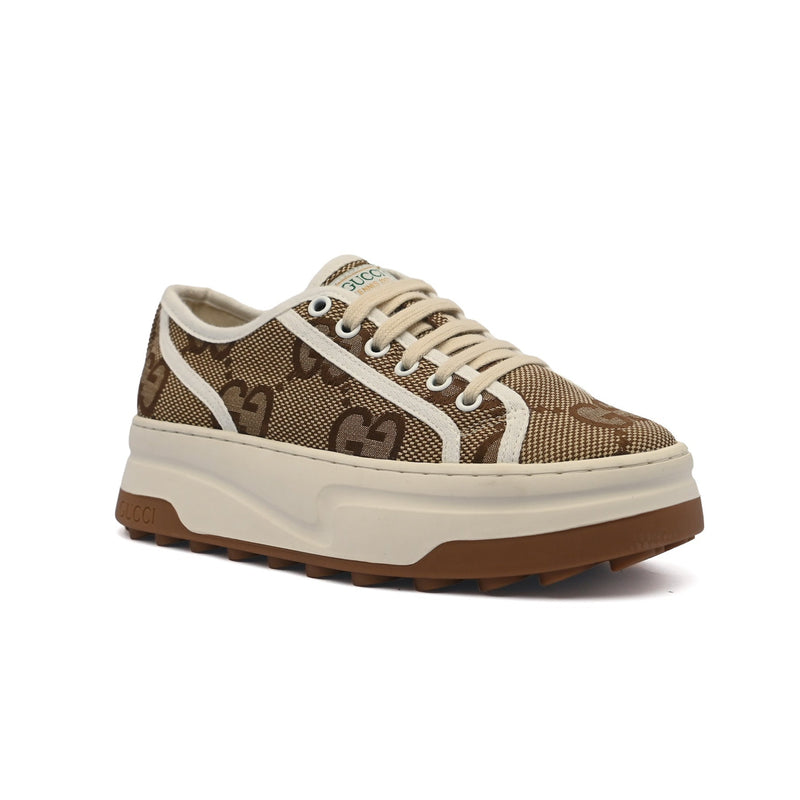 Gucci GG Canvas Platform Sneaker in beige and ebony GU596 - 1