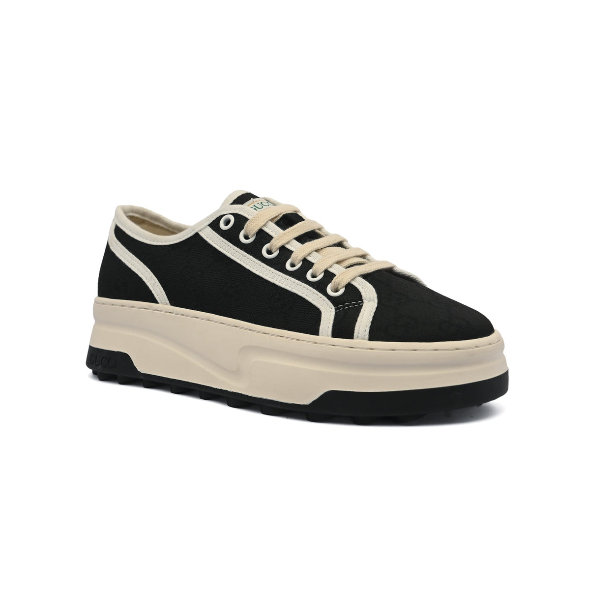 Gucci GG Canvas Platform Sneaker in Black and White GU595 - 1
