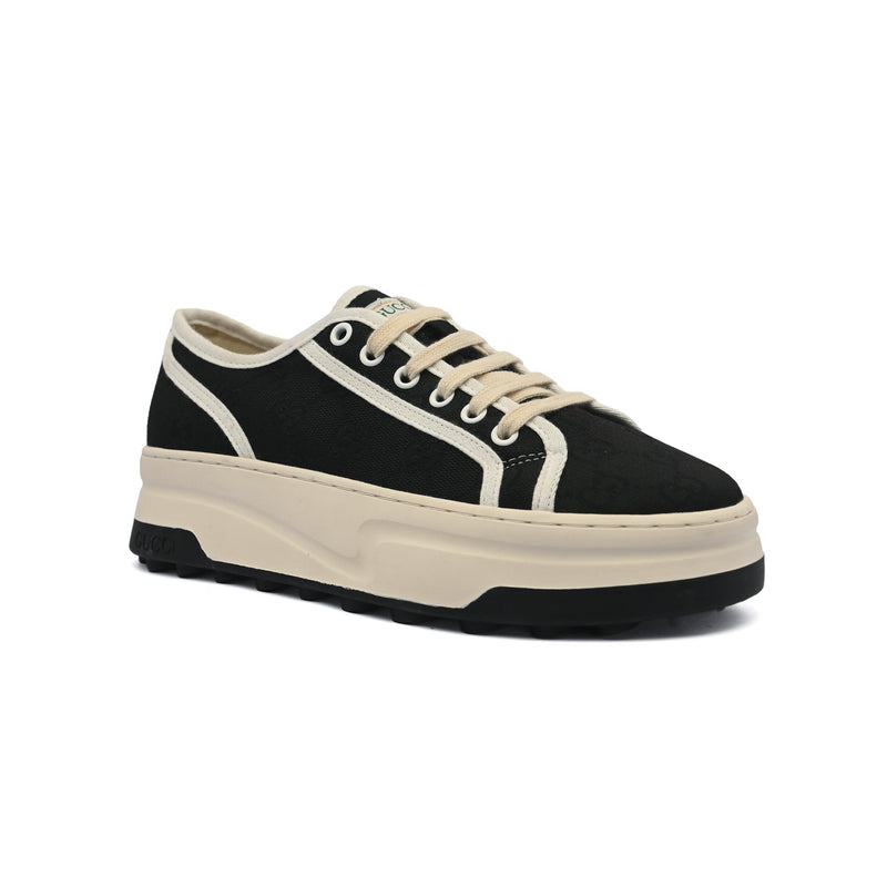 Gucci GG Canvas Platform Sneaker in Black and White GU595 - 1