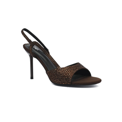 Zara crystals across  Heeled Sandal in Brown Woman 3059-5A