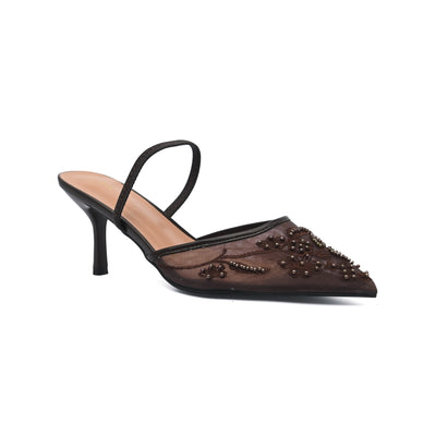 Zara stiletto heel woman court shoe featuring a sheer beaded mesh upper a pointed toe 8326