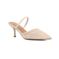 Zara stiletto heel woman court shoe featuring a sheer beaded mesh upper a pointed toe 8326 - 7