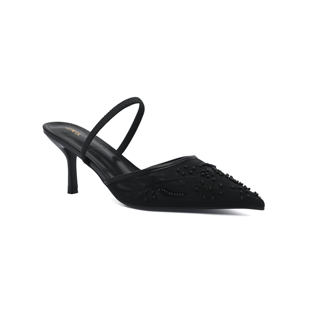 Zara stiletto heel woman court shoe featuring a sheer beaded mesh upper a pointed toe 8326 - 4