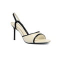 Zara Patent-Effect Heeled Sandals in a beige and black colour-block design 3059-7 - 1