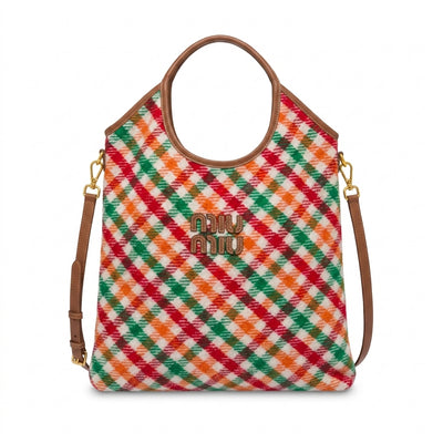 Miu Miu Ivy canvas and leather bag for Women Mirror Length 40 cm - Width 32 cm 2582 Multicolor