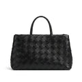 Weaved oil waxed calf leather handle shoulder tote Bag Mirror Length 23 cm - Width 42 cm Woman Y9113 Black - 1