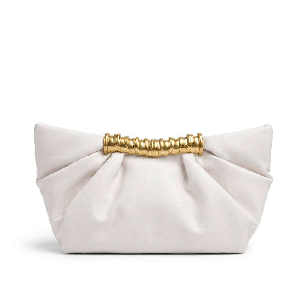 JW PEI - Leia Pleated Clutch in Vegan Leather 15 cm - Width 20 cm Mirror Woman 006 White - 3