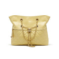 Chanel Quilted Leather Drawstring Shopping Tote Bag Mirror Woman Length 25 cm - Width 30 cm AS6111 Yellow - 1
