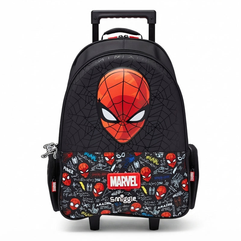 Smiggle Bags Spider Man Trolley Backpack with Lunch Bag School Kids 2981 Black&Red - 2