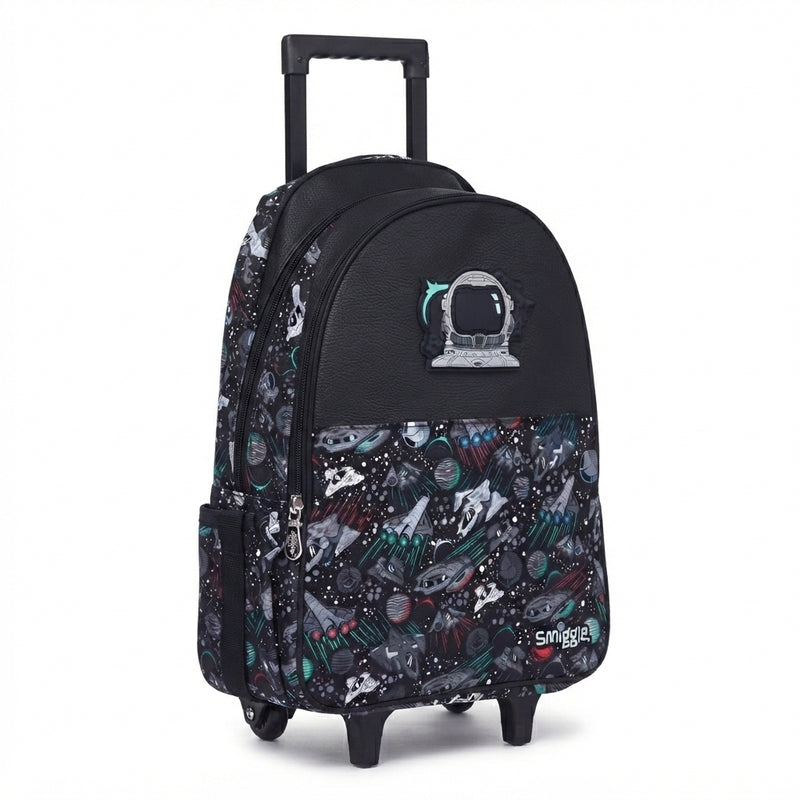 Smiggle Bags Space Man Trolley Backpack with Lunch Bag School Kids 2981 Black - 3